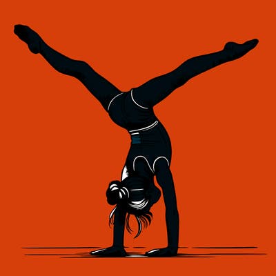 realistic gymnastic hand stand girl in four splits