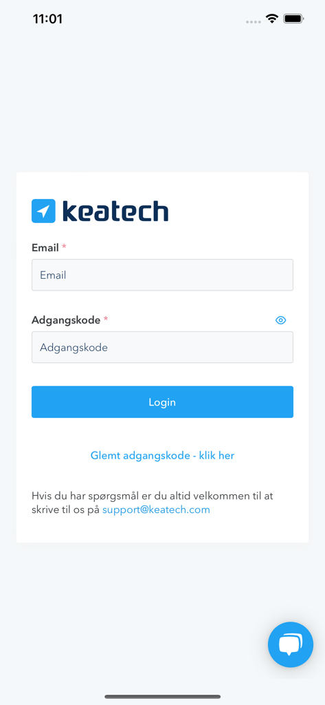 Login screen for Keatech Live fleet management and GPS tracking app