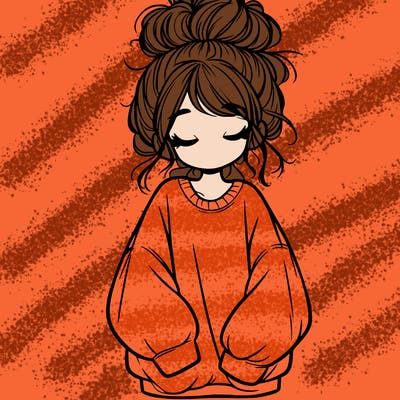 girl with baggy sweatshirt and messy bun