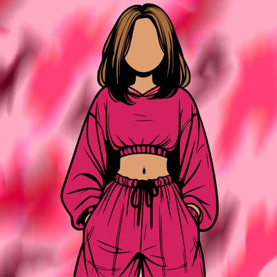 realistic girl faceless with baggy pants and a crop top