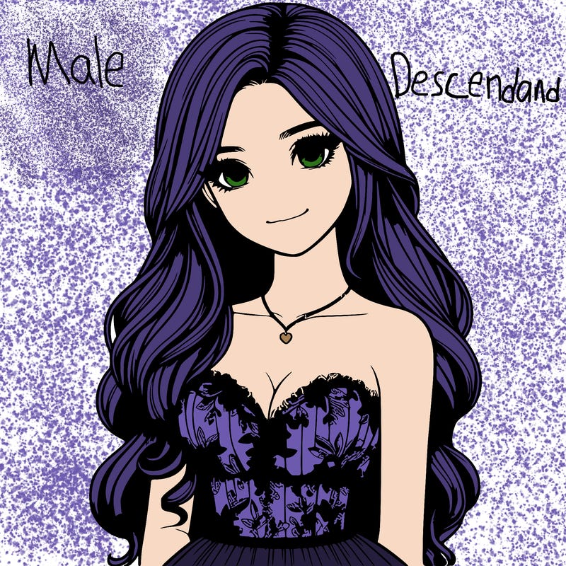 realistic girl with long hair and pretty prom dress