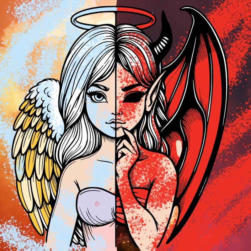 realistic angel half demon