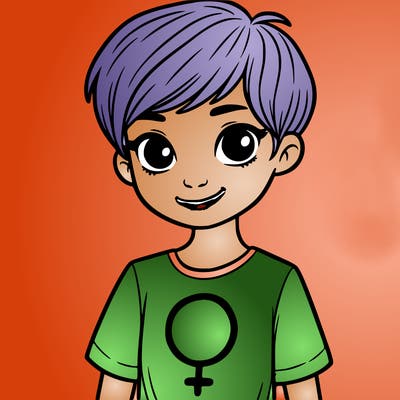 girl with pixie cut and feminist shirt