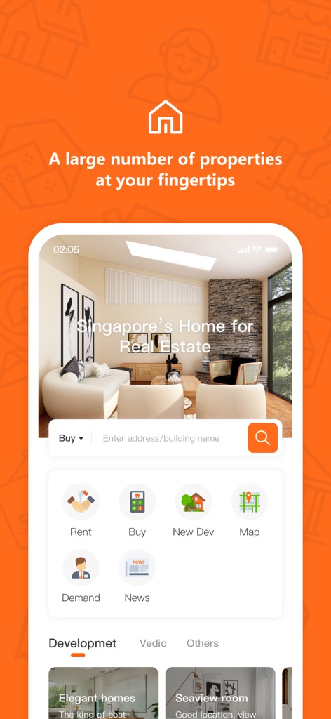 Compass Home - Compass Home app interface showing real estate search tools for Singapore property