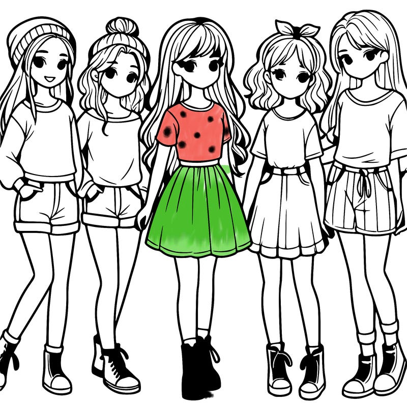 a group of five girls