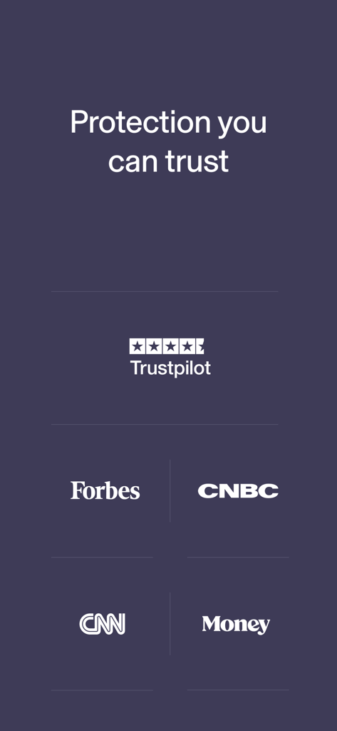 Identity Guard Vertrauenslogos von Trustpilot Forbes CNBC CNN und Money