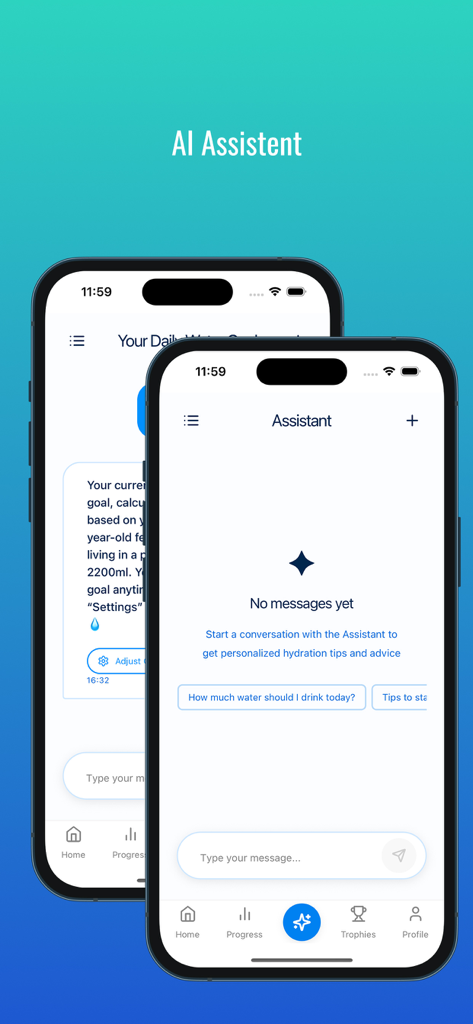 Water Tracker AI - Chat interface of Water Tracker AI showing the personal hydration assistant feature.