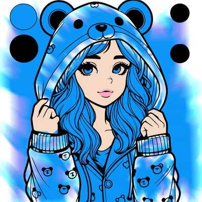 realistic girl in a animal pjs hoodie