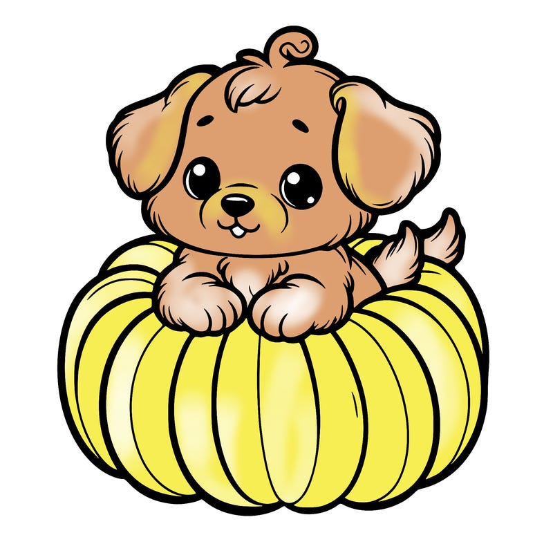 cute little puppy in a pumpkin