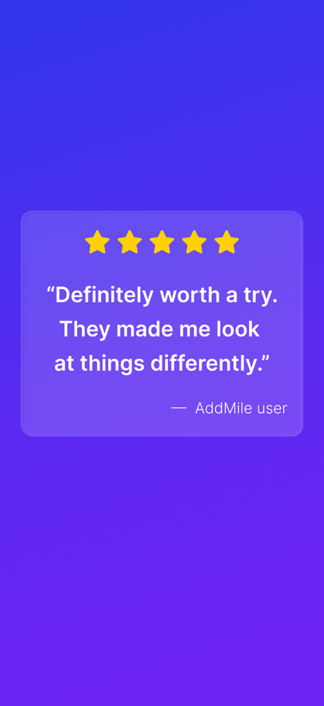 AddMileパーソナルライフコーチアプリの5つ星ユーザーレビュー