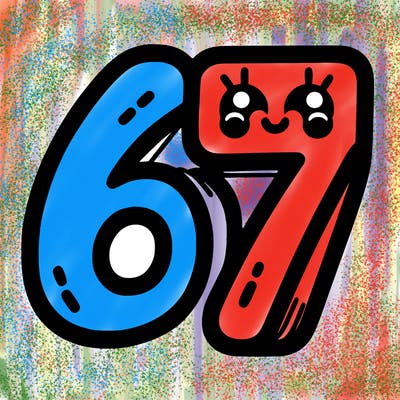 the numbers 67