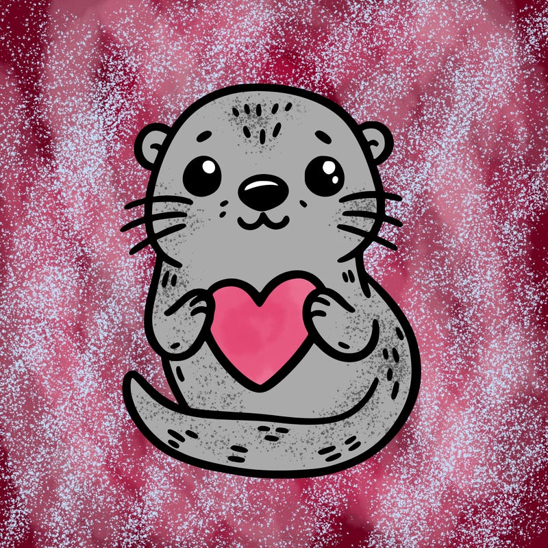 otter with a heart