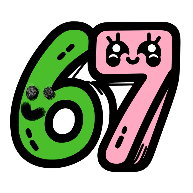 the numbers 67