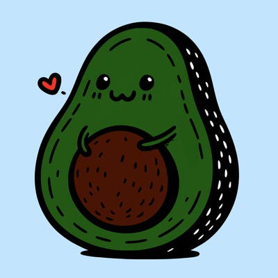 an avocado hugging an avocado