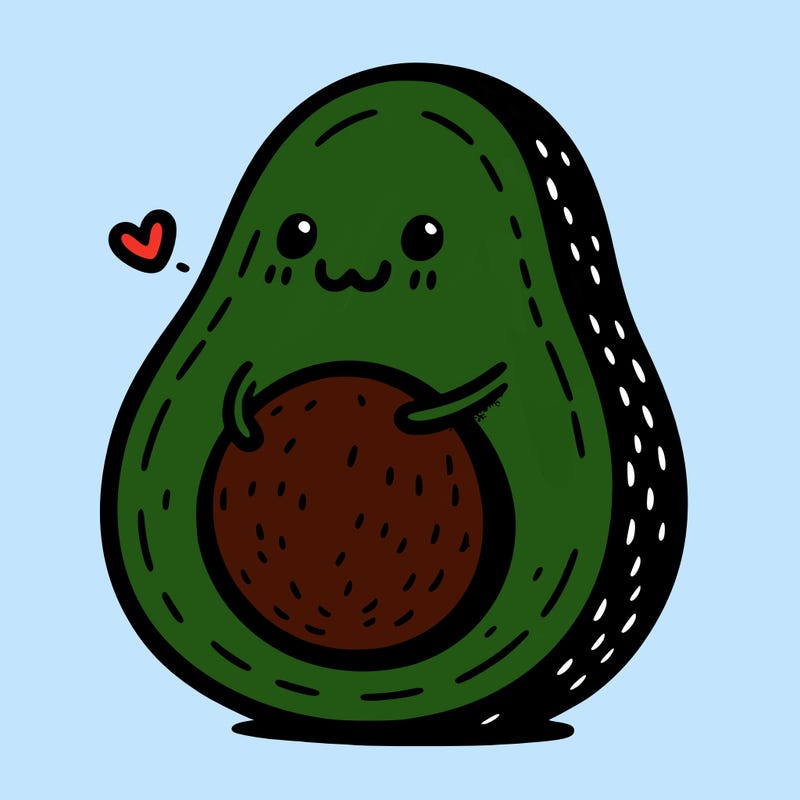 an avocado hugging an avocado
