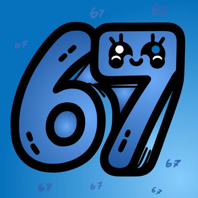 the numbers 67
