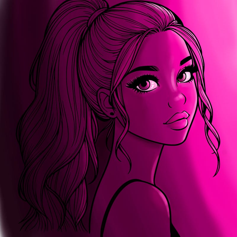 realistic pretty girl with high pony tail