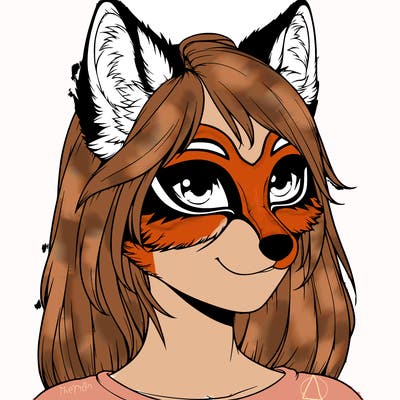 therian girl wearing a fox mask realistic