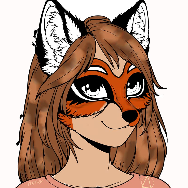therian girl wearing a fox mask realistic