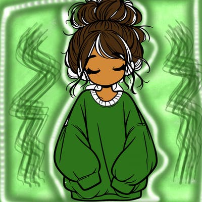 girl with baggy sweatshirt and messy bun