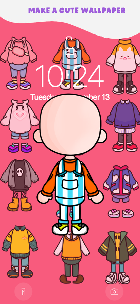 Aesthetic Toca Life style character outfits for a cute iPhone lock screen wallpaper
