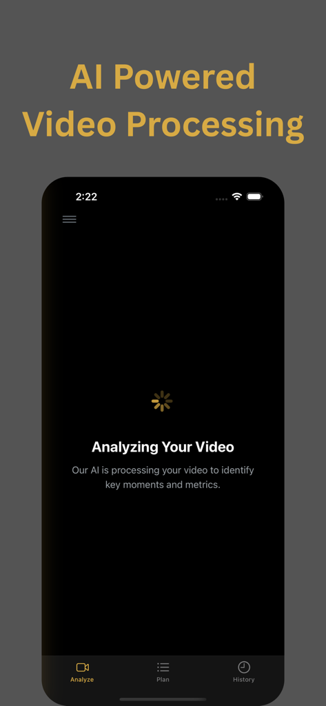 Hoopr AI - Hoopr AI app interface showing the real-time video processing screen for basketball performance analysis