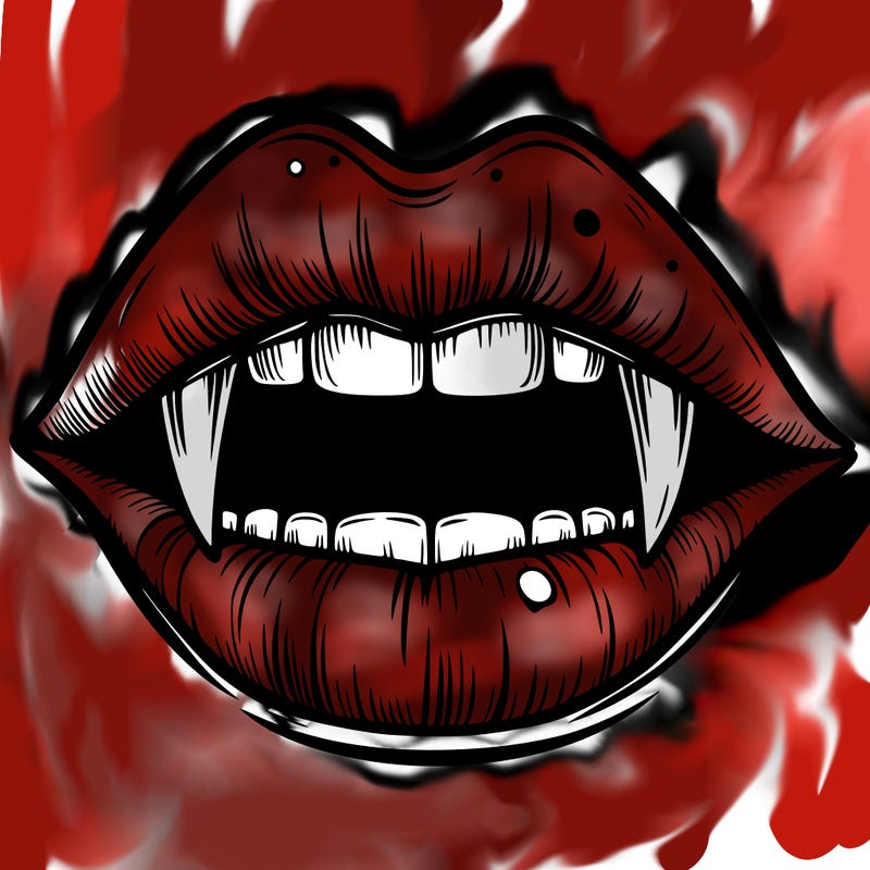 lips with vampire teeth