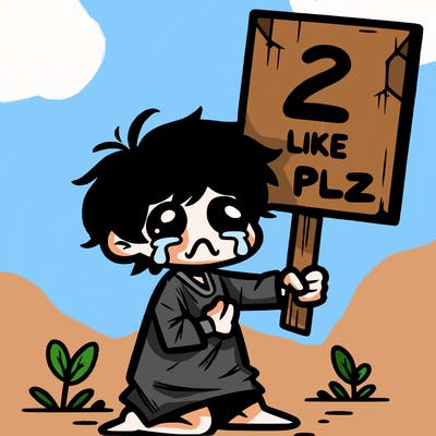 small poor toddler crying with sign that says 2 like plz