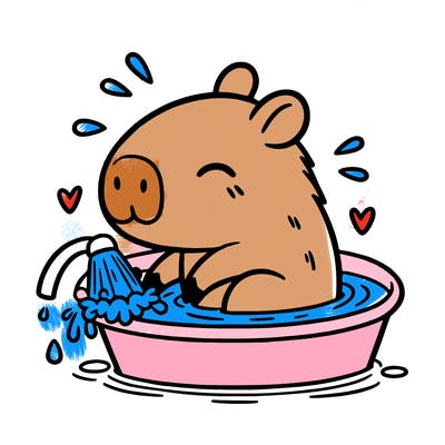capybara taking a bath