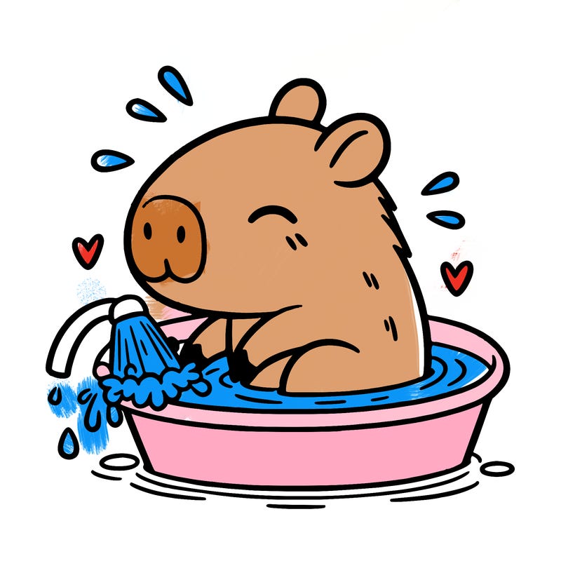 capybara taking a bath