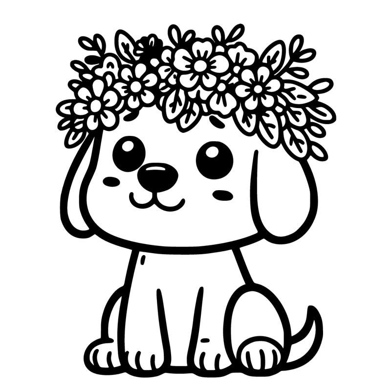 dog with flowers crown