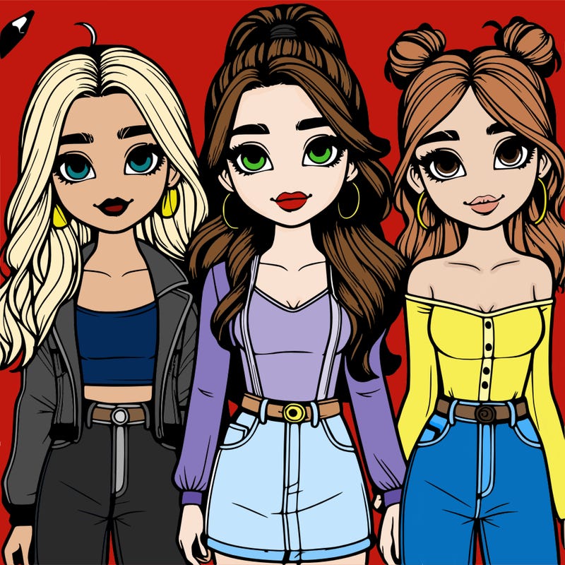 realistic three girls