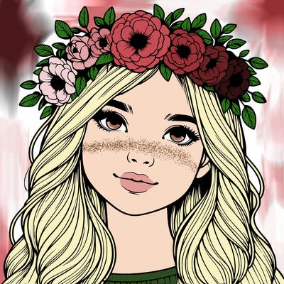 realistic girl with flower crown
