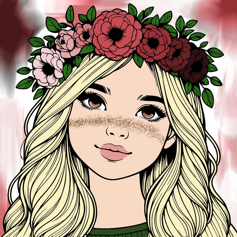 realistic girl with flower crown