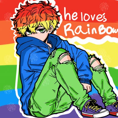 a male hoddie ripped jeans messy hair anime