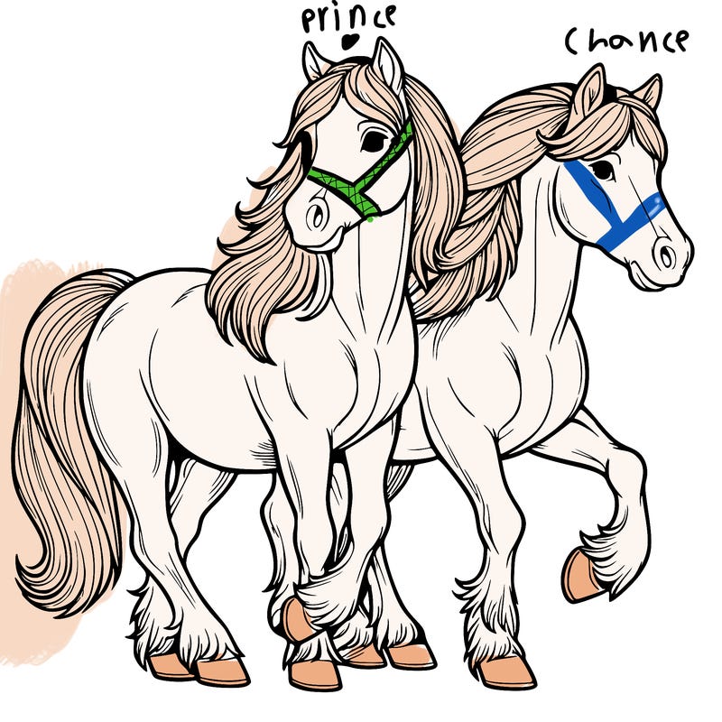 two realistic horses palomino