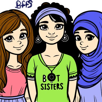 three sisters with a best sisters necklace