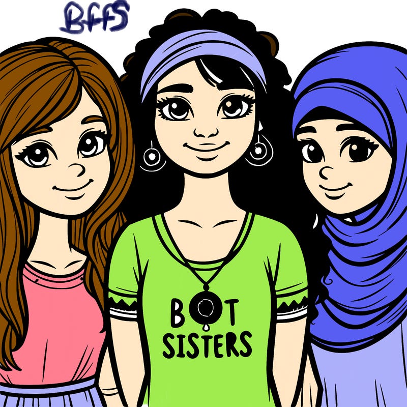 three sisters with a best sisters necklace