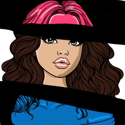 realistic girl with wavy hair and lips