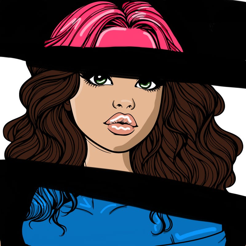 realistic girl with wavy hair and lips