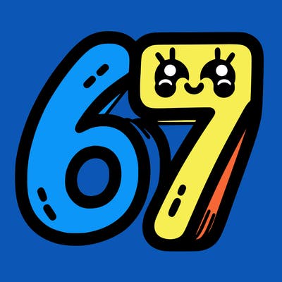 the numbers 67