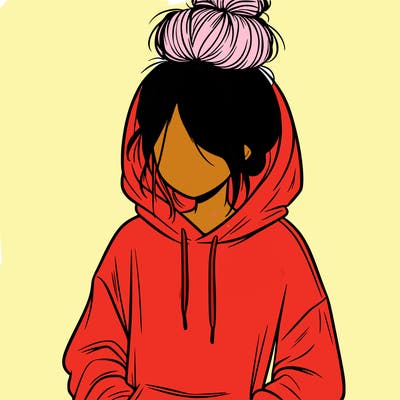 girl in oversized hoodie and messy bun