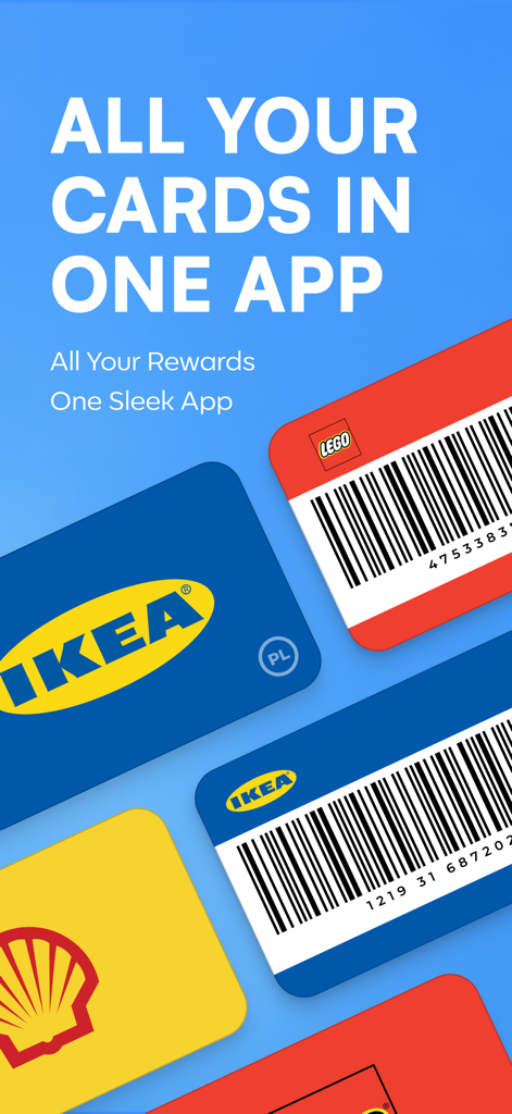 Schermata promozionale per Keep Card che mostra più carte fedeltà digitali con codici a barre in un'unica app