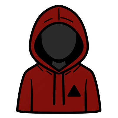 a person with non face waering a hoodie with a small triangle symbol