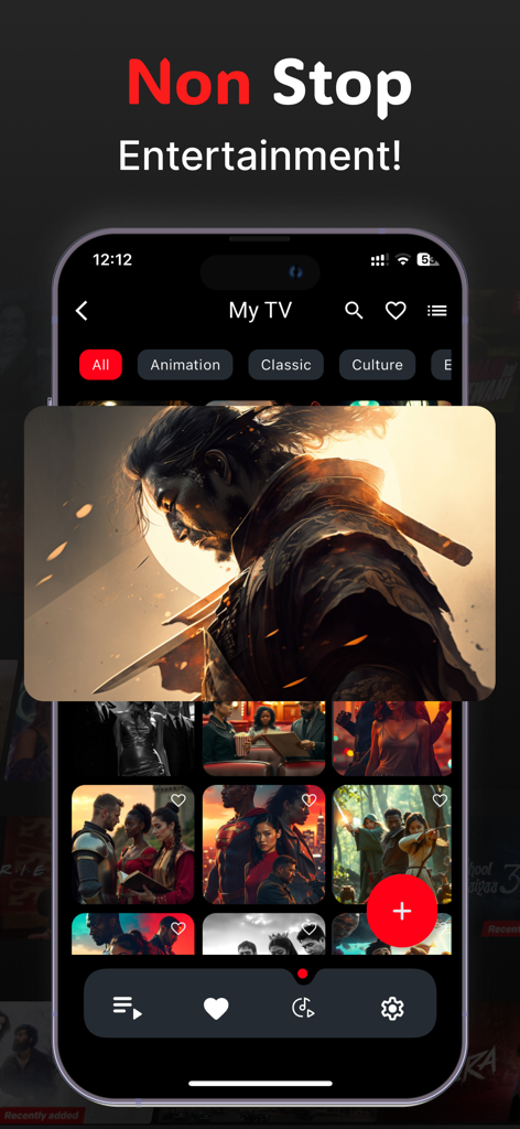 Xtream IPTV - Smarters Player - Interfaz de la aplicación móvil Xtream IPTV Smarters Player que muestra categorías de películas y una cuadrícula de selección de contenido en modo oscuro
