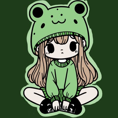a girl wearing a frog hat and some frog socks
