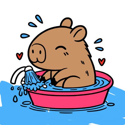 capybara taking a bath
