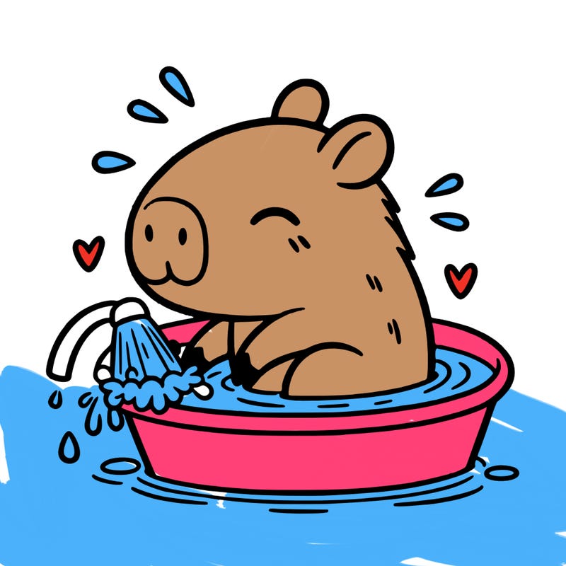 capybara taking a bath