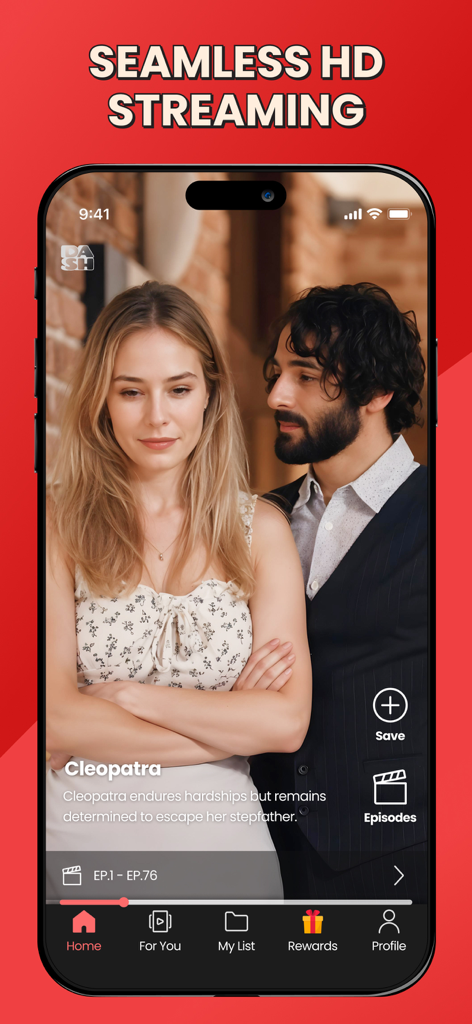 DramaDash: Drama Shorts TV - A mobile phone screen displaying the DramaDash app with a scene from a short drama series and the headline Seamless HD Streaming.