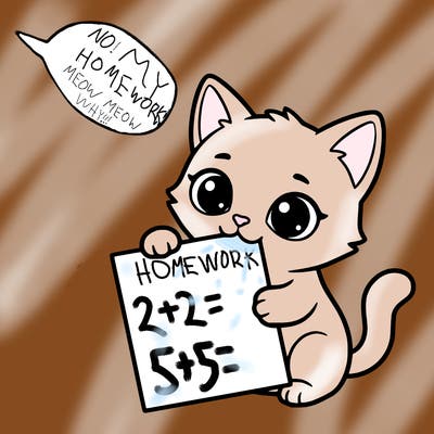 a small cat with a blank sheet of paper in its hand. the cat is sooooooo cute!